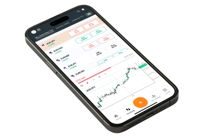 Xcite trading platform displayed on a mobile phone
